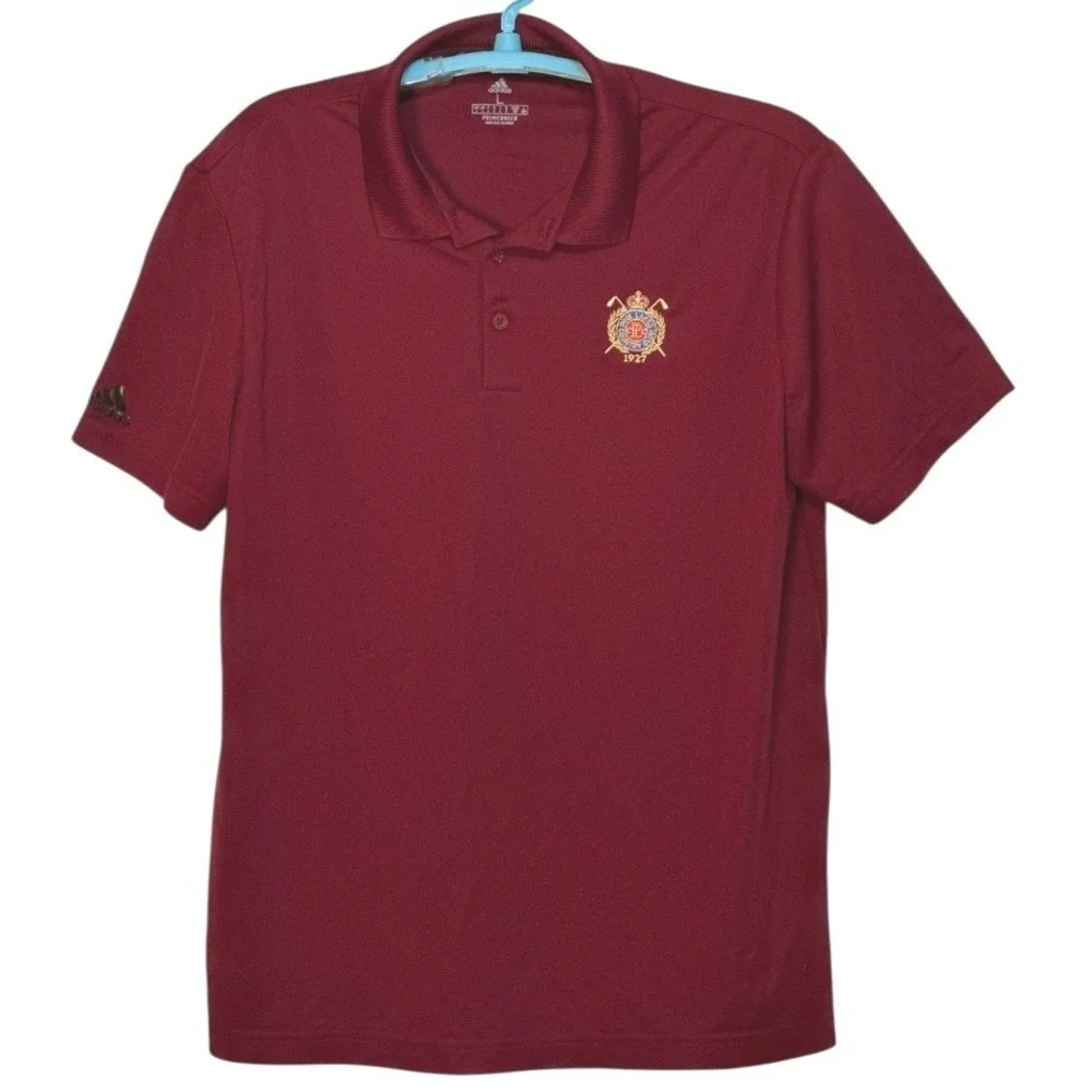 Adidas Primegreen Golf Polo Shirt Mens Burgundy Pine Lakes CC Embroidered Logo L